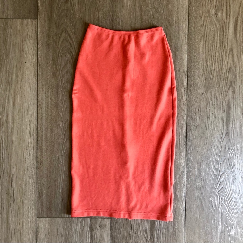 American Apparel High Waisted Pencil Skirt Orange